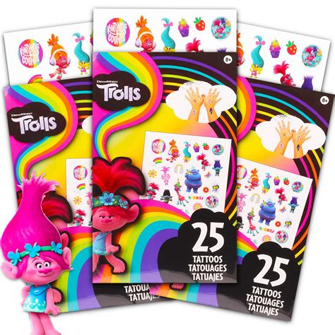 dreamworks trolls metallic jewelry tattoo stickers roll in box|Dreamworks’ Trolls Movie Temporary Tattoos.